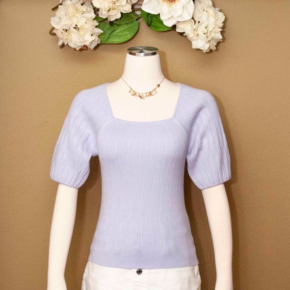 NWT J. Crew Square Neck Sweater w/Blouson Sleeves - color Soft Wisteria … - Picture 1 of 9